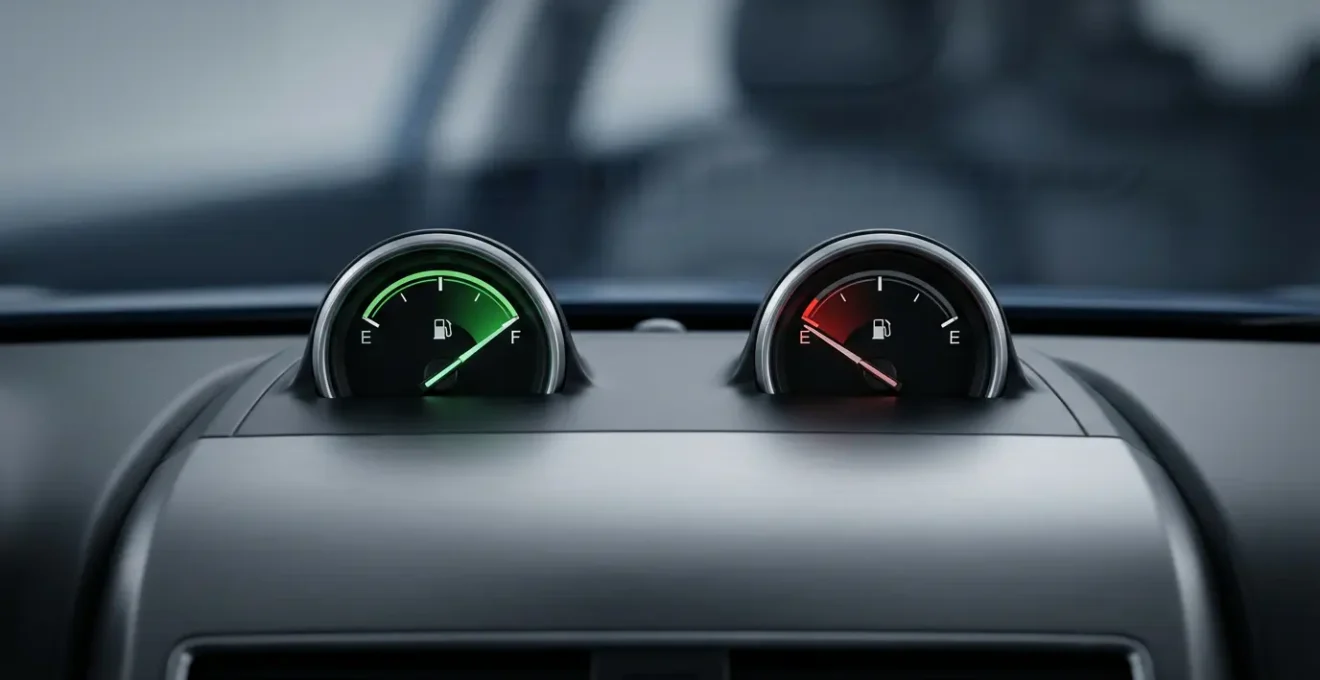 Comparaison visuelle des options de carburant pour location de voiture montrant les économies potentielles