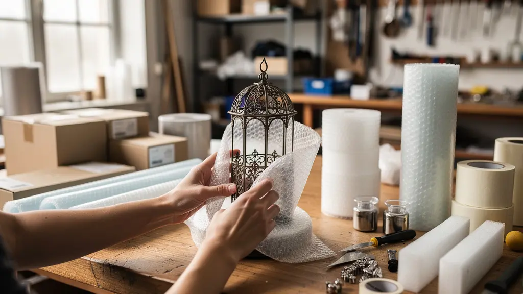 Technique d'emballage professionnel d'objets artisanaux fragiles pour le voyage