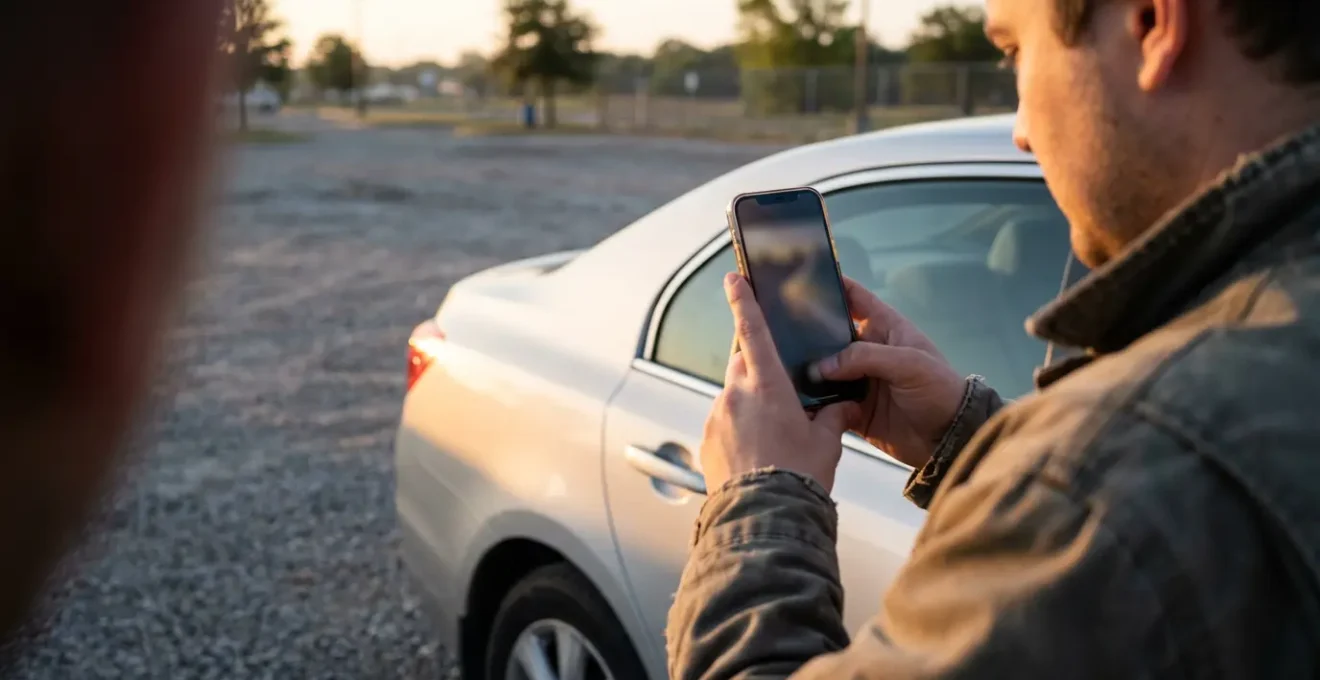 Inspection détaillée d'une voiture de location avec documentation photographique pour éviter les litiges