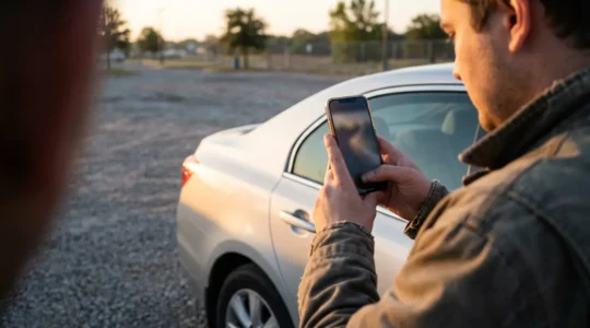 Inspection détaillée d'une voiture de location avec documentation photographique pour éviter les litiges