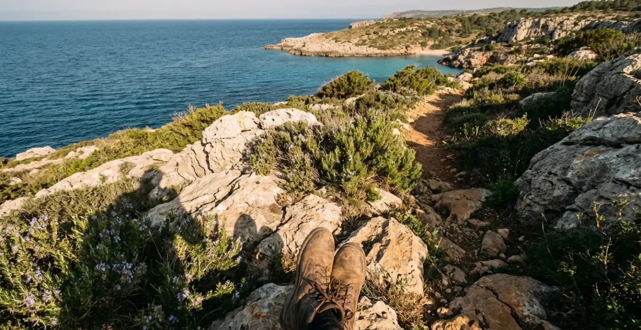 Sentier de pêcheur serpentant le long des falaises côtières avec vue sur les criques isolées de Bizerte