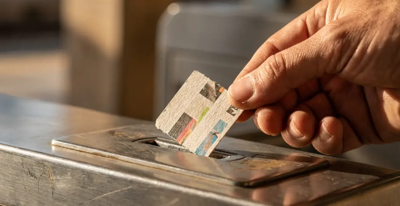 Tourniquet de sortie d'une station TGM nécessitant l'insertion du ticket